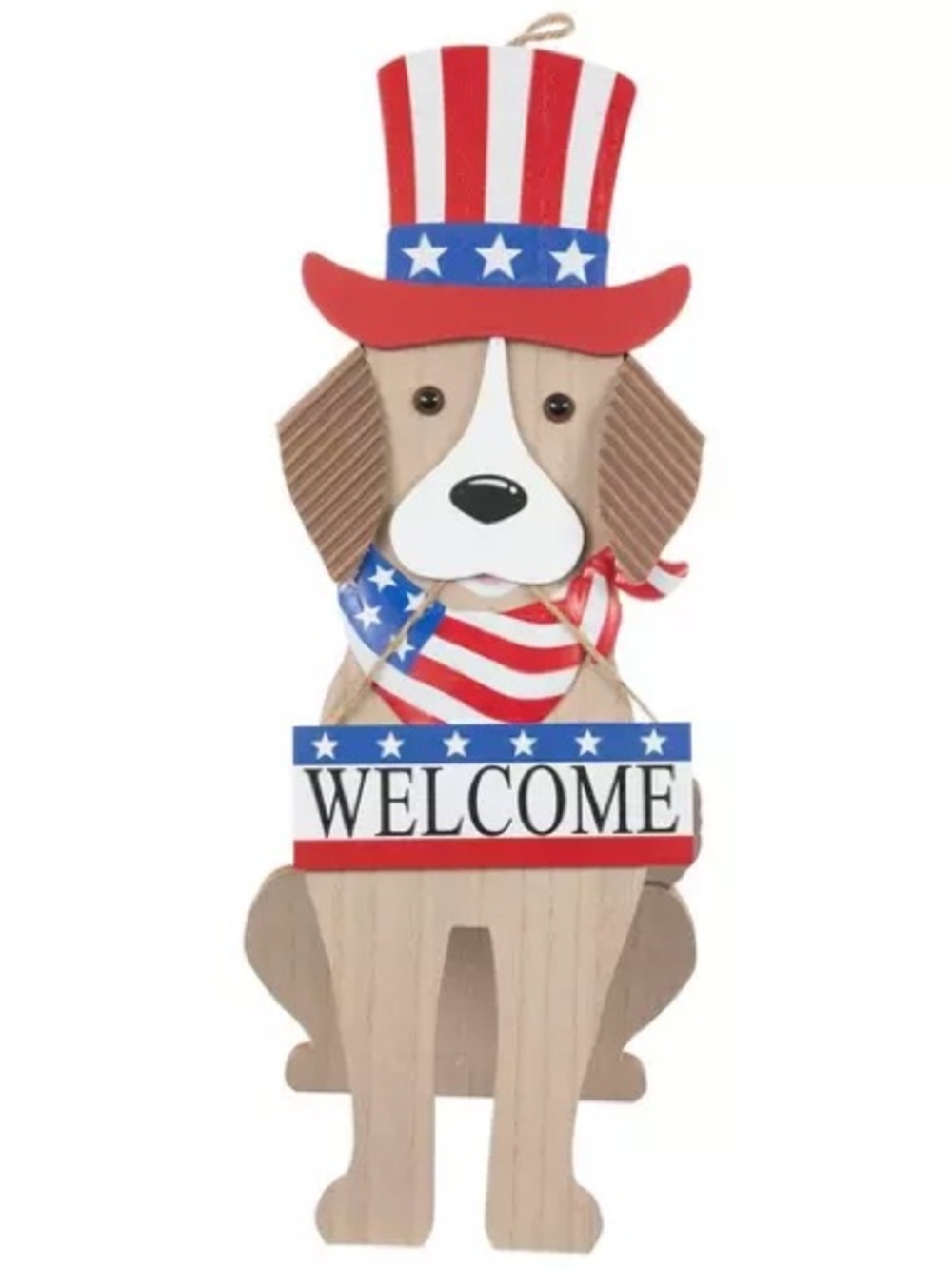 Patriotic Welcome Dog Wood Decor